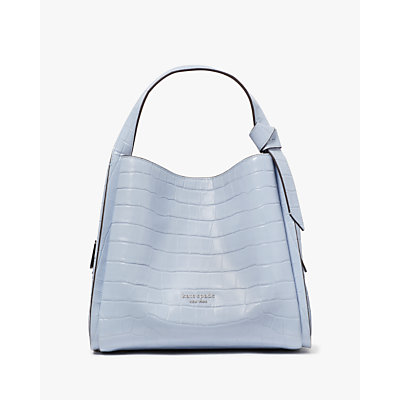 Knott Croc-Embossed Medium Crossbody Tote