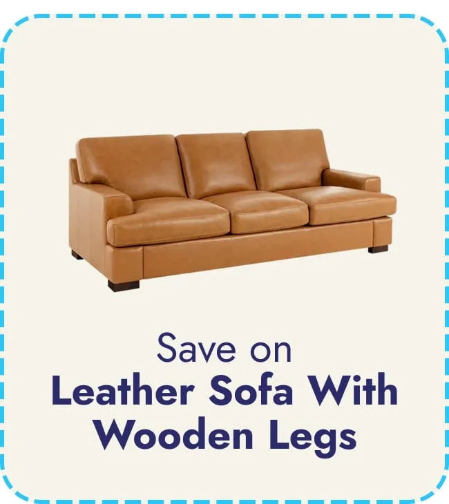 Leather Sofa with Wooden Legs