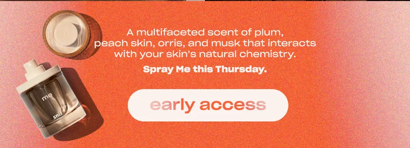 A multifaceted scent of plum, peach skin, orris, and musk that interacts with your skin’s natural chemistry. Spray Me this Thursday.