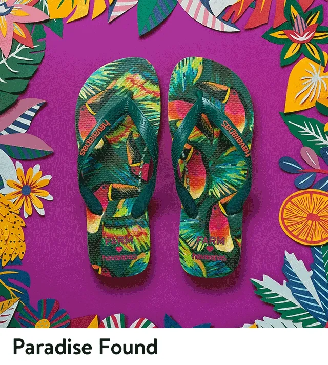 Colorful tropical flip-flops from Havaianas x FARM Rio.
