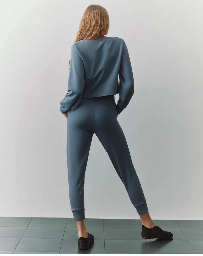 French Terry Asymmetrical Top and French Terry Tapered Lounge Pant