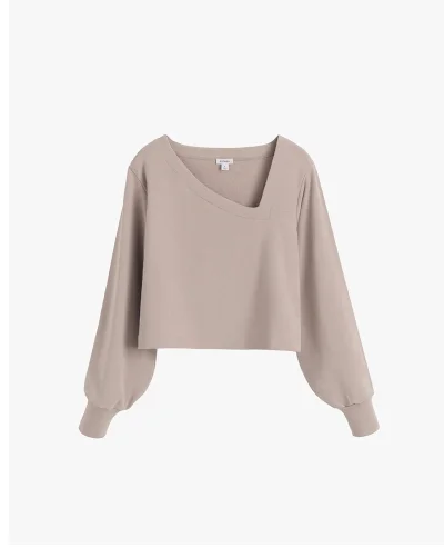 French Terry Asymmetrical Top Stone