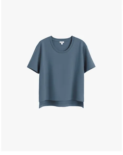 French Terry Cropped Tee Indigo