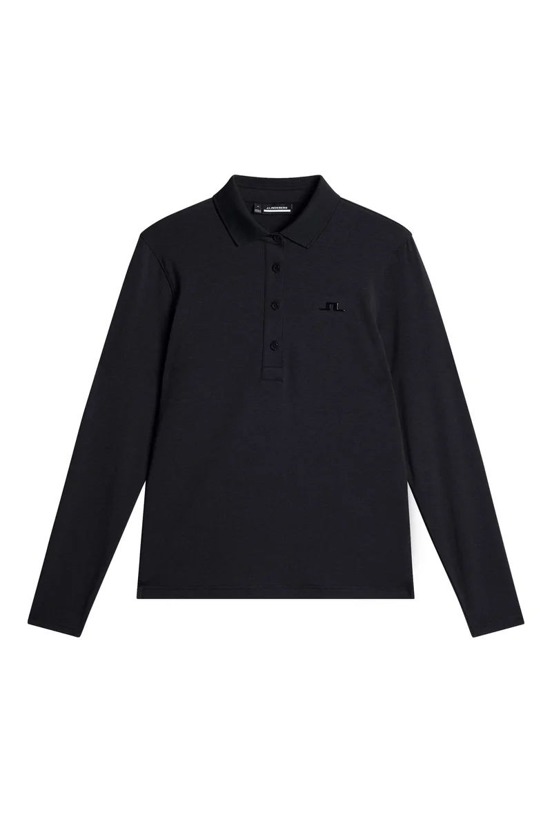 Image of Flor Long Sleeve Polo / Black