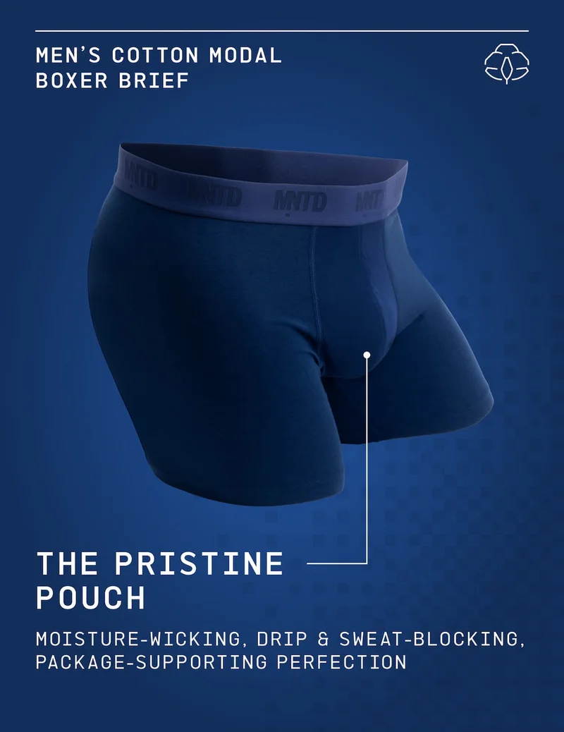 Men's Cotton Modal Boxer Brief. The Pristine Pouch - moisture-wicking, drip & sweat-blocking, package-supporting perfection.