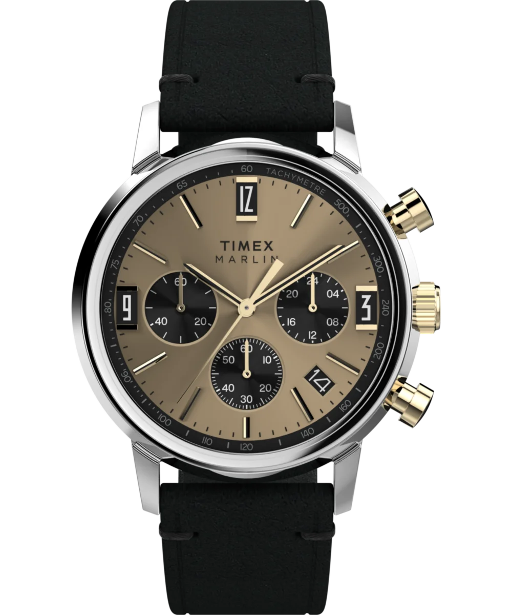 Image of Marlin® Chronograph Tachymeter 40mm Leather Strap Watch