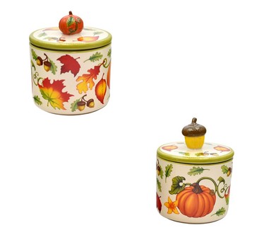 Temp-tations Seasonal Set of (2) Ceramic Treat Jars