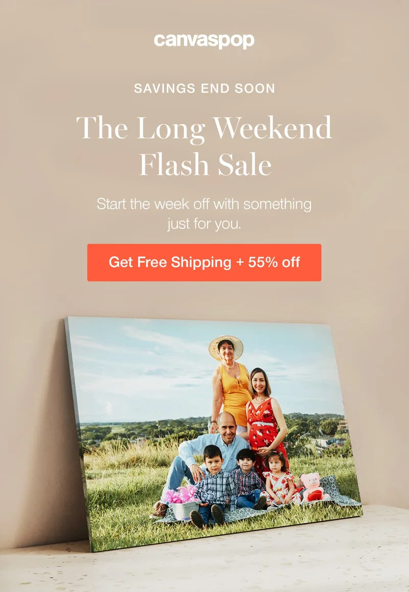Savings end soon. The Long Weekend Flash Sale. Start the week off with something just for you.