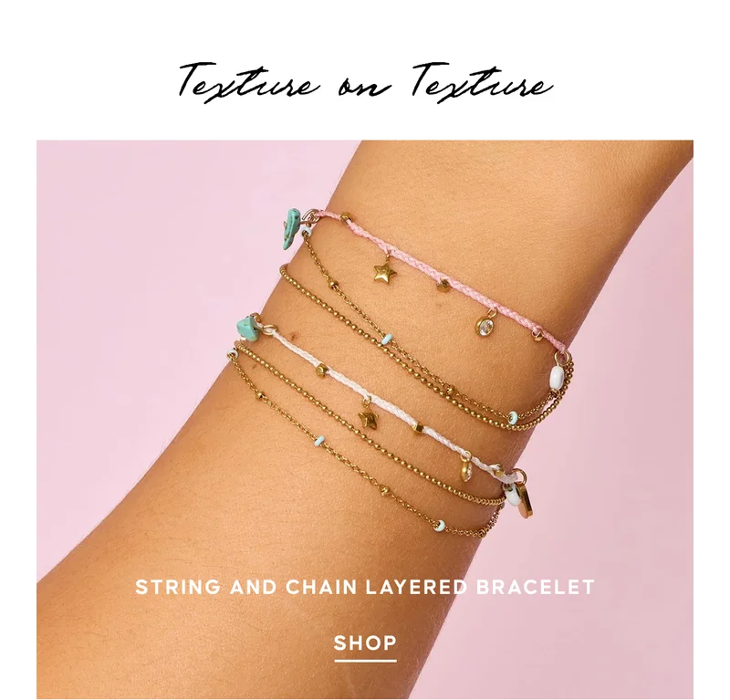 Texture on Texture. String and Chain Layered Bracelet
