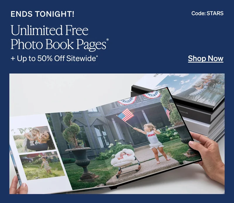 Unlimited Free Photo Book Pages + Up to 50% Off Sitewide