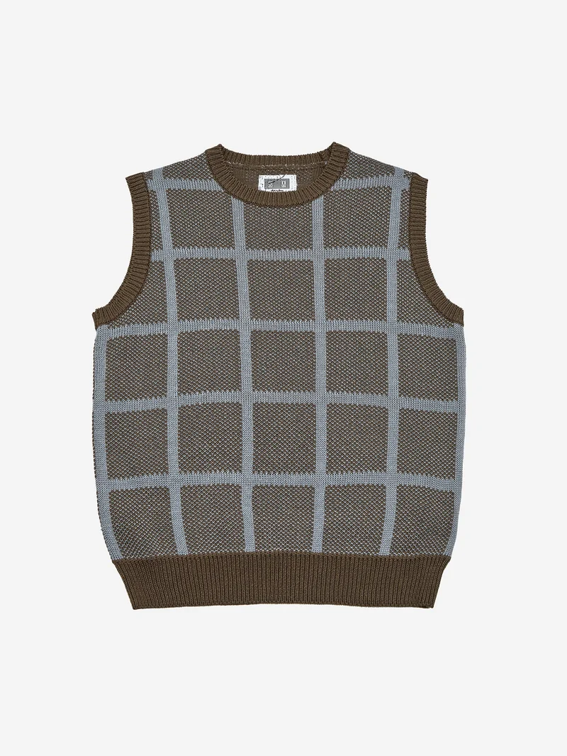 Image of C.E Cav Empt Grid Loose Knit Vest - Khaki