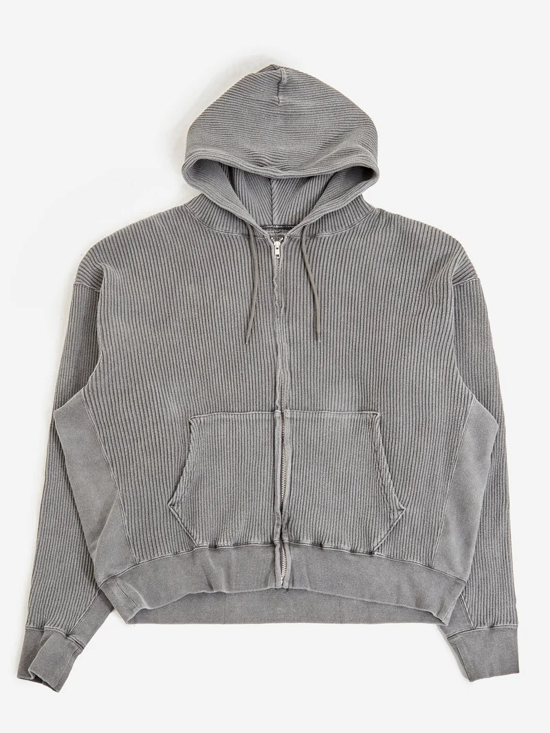 Image of C.E Cav Empt Overdye Wide Rib Cut Zip Hoody - Charcoal