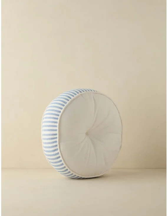 Littu Indoor / Outdoor Striped Disc Pillow by Sarah Sherman Samuel-Sky Blue