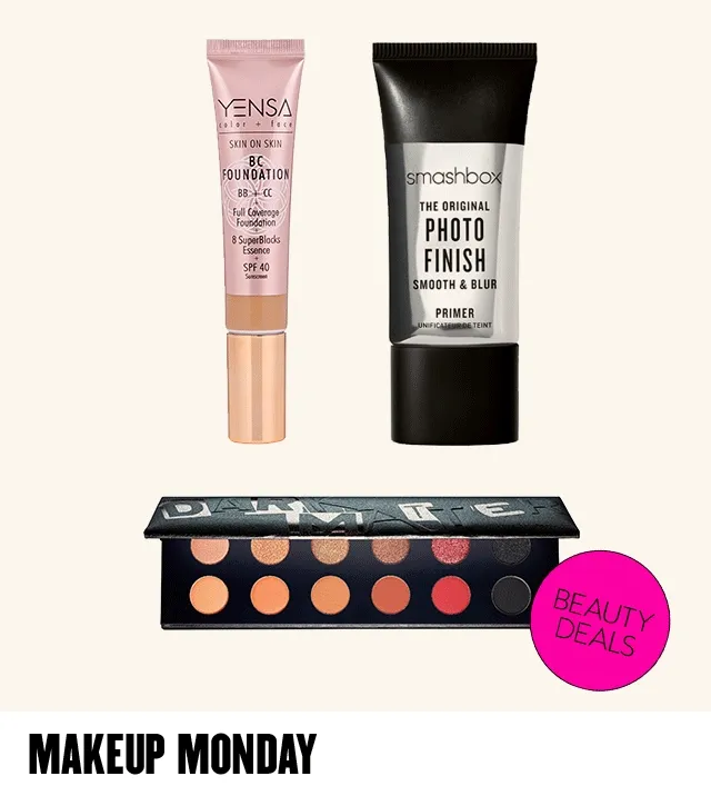 Foundation, primer and eyeshadow palette.