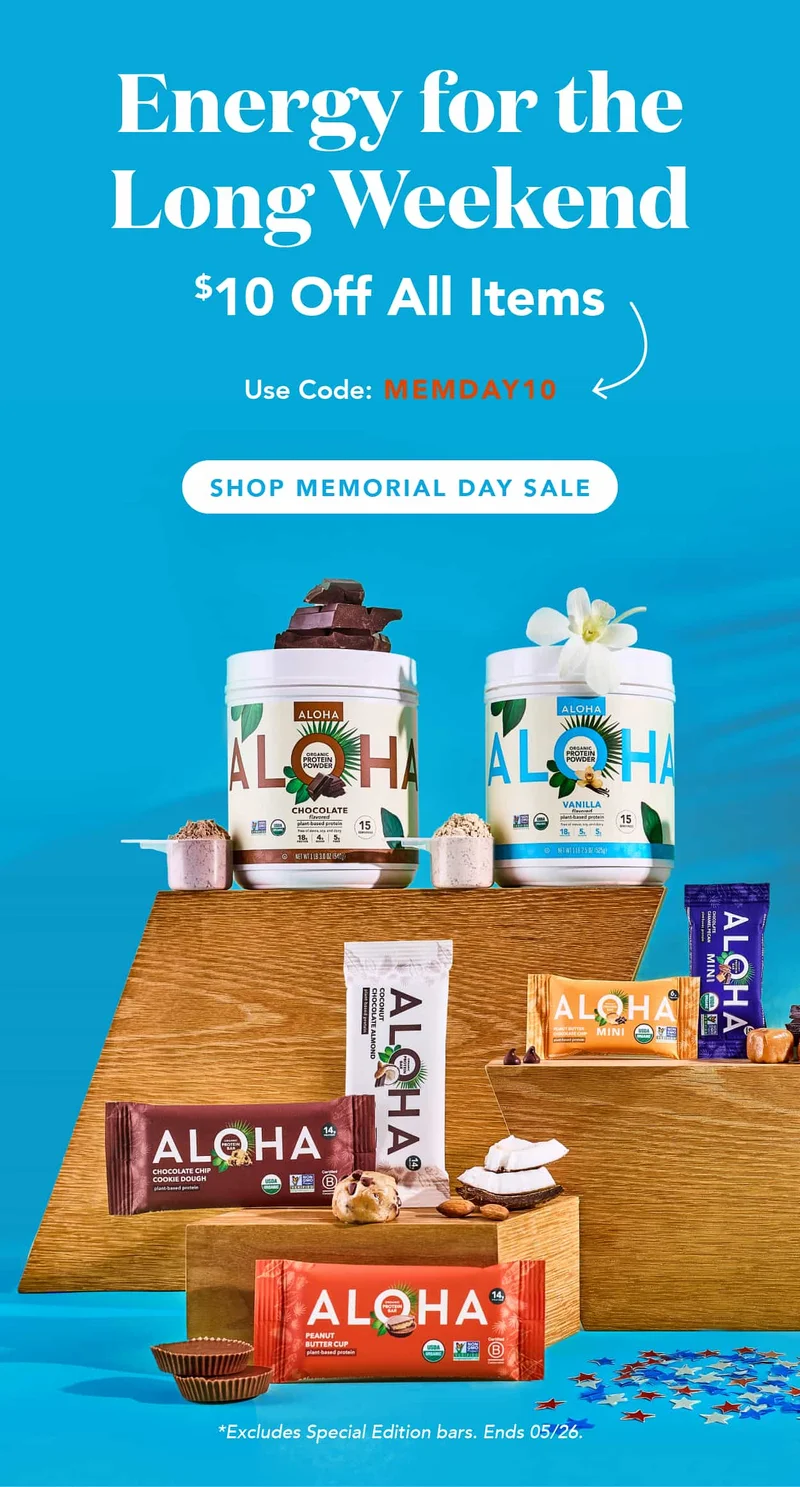 Energy for the long weekend! Get $10 off each item in your cart using code MEMDAY10. Offer excludes Special Edition bars and autoship. Ends 05/26