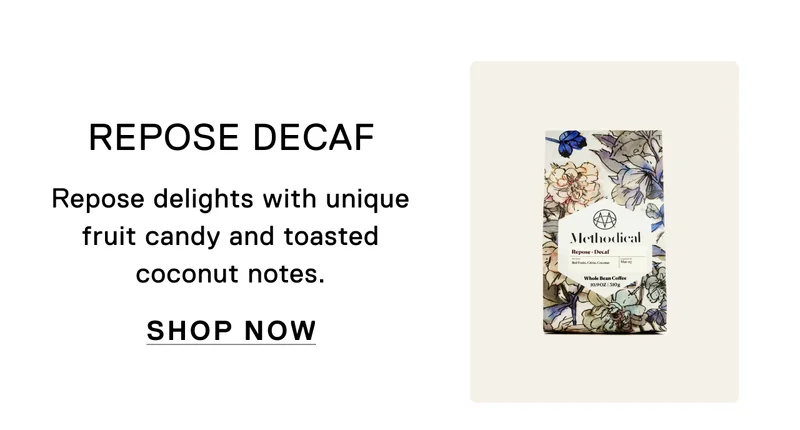 Repose Decaf. Repose gently excites with unique candy and toasted coconut notes. Shop Now.