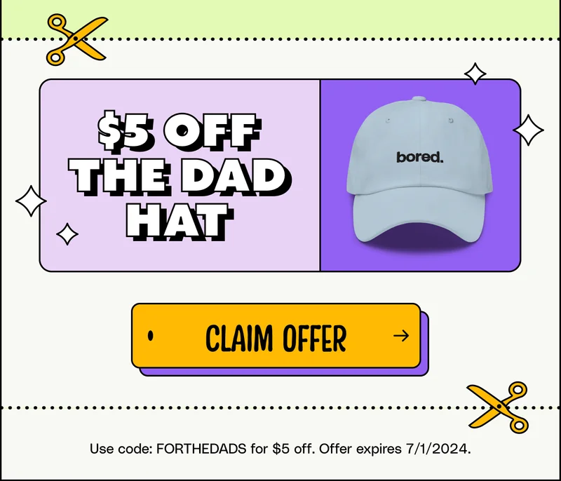 $5 off the dad hat. Claim offer.