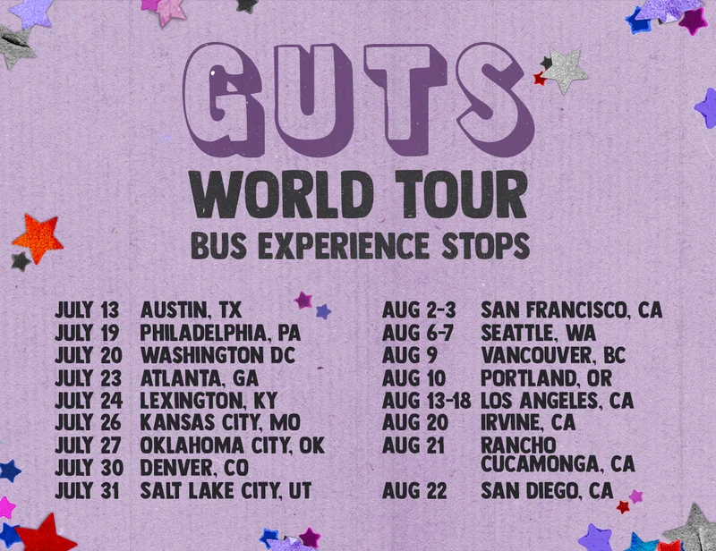 Guts World Tour Bus Experience Stops