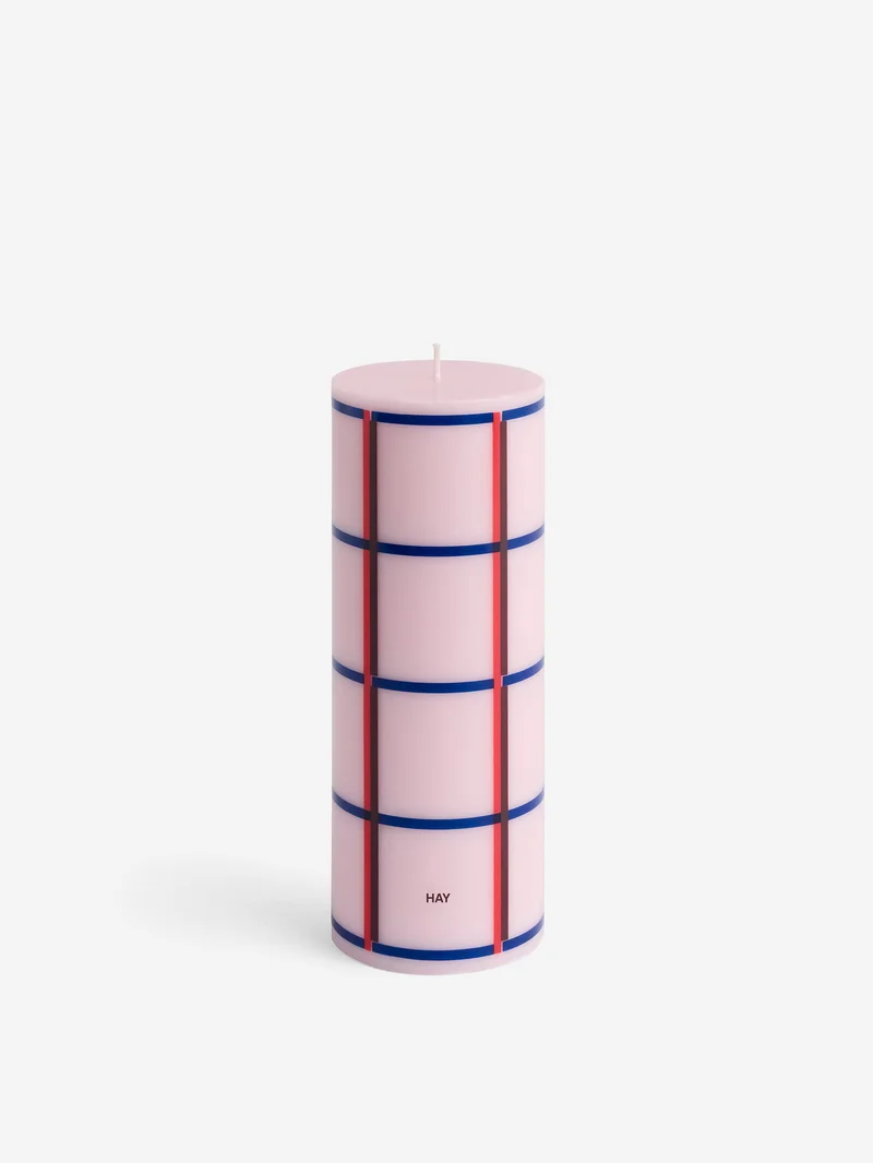 Image of HAY Column Candle Medium - Light Pink, Red, Bordeaux and Dark Blue