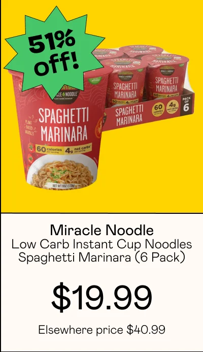 Low Carb Instant Cup Noodles Spaghetti Marinara (6 Pack)