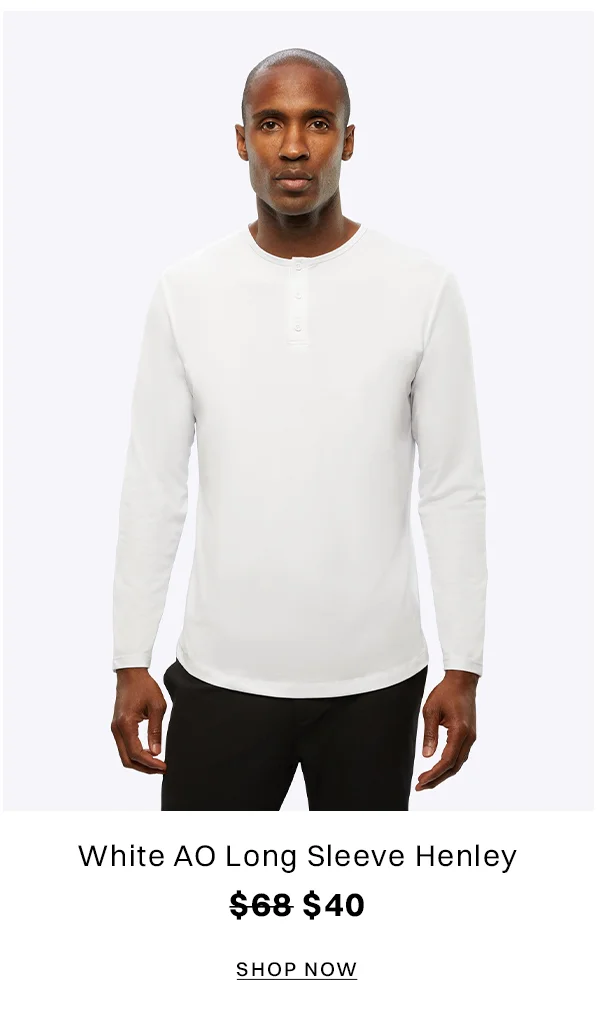 White AO Long Sleeve Henley