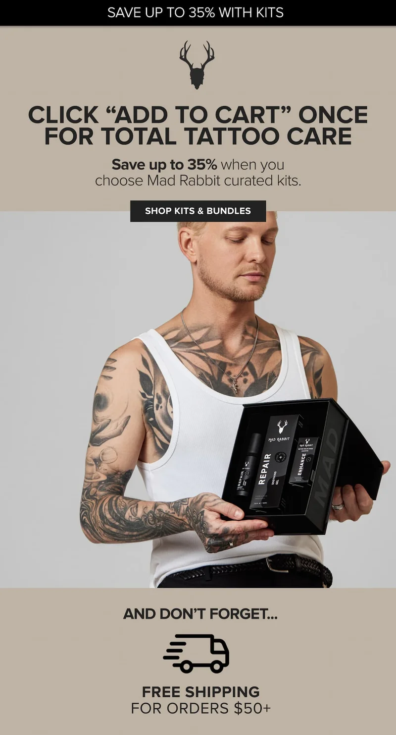 add to cart for total tattoo care. save up to 35% when you choose kits