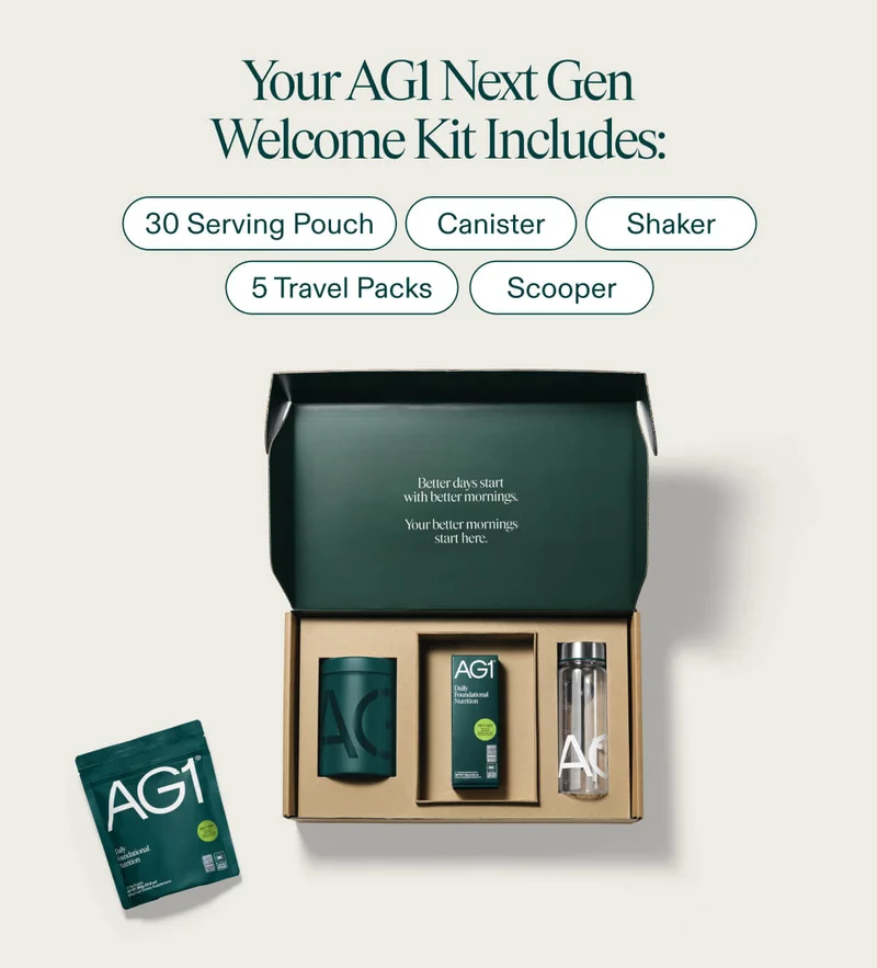 Your AG1 Next Gen Welcome Kit includes