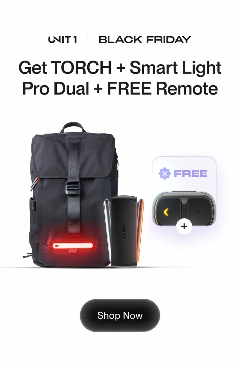 Black Friday bundle featuring the TORCH backpack, Smart Light Pro Dual, and free Remote.