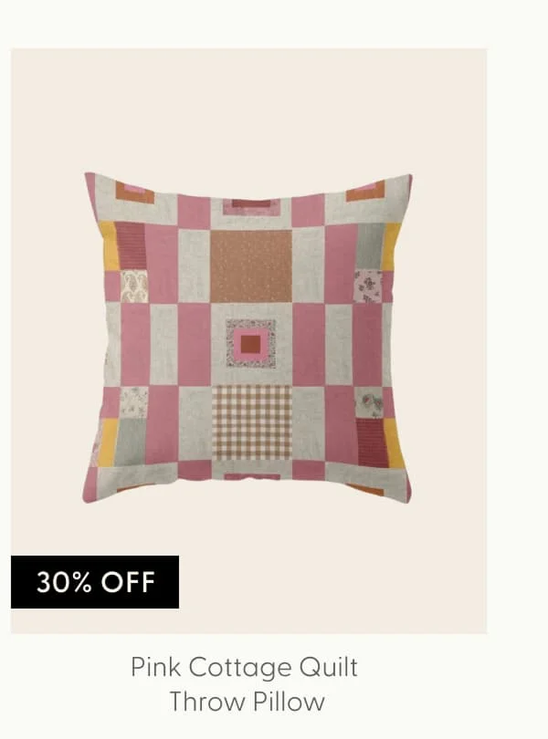 Pink Cottage Quilt Throw Pillow