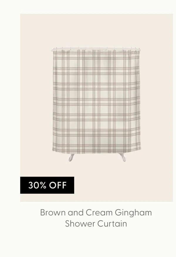 Brown And Cream Gingham Shower Curtain