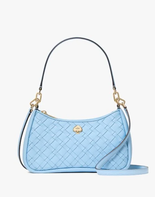 Kayla Woven Leather Small Convertible Shoulder Bag