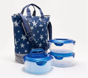 LocknLock Insulated Tote w/ 3-pc Storage Set w/Handles & (1) Divider