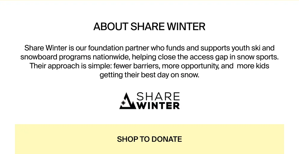 Every item you buy becomes winter shared with someone who deserves it.