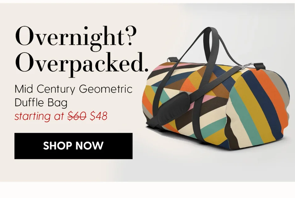 Mid Century Geometric Pattern Technicolor Diamond Duffle Bag