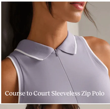 Course to Court Sleeveless Zip Polo