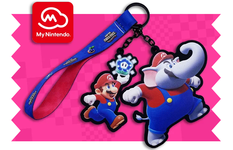 A keychain with Mario and Elephant Mario is shown.