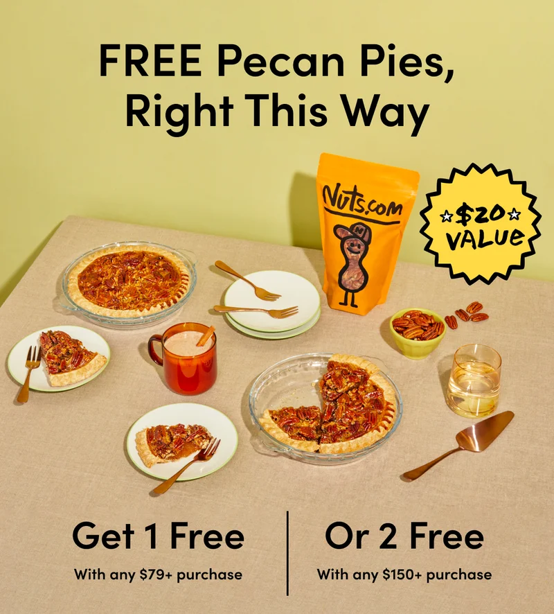 FREE Pecan Pies, Right This Way $20 Value | Get 1 Free With any $79 purchase | Or 2 Free With any $150+ purchase