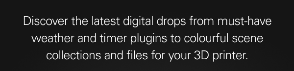 Discover the latest digital drops from must-have weather and timer plugins to colourful scene collections and files for your 3D printer.