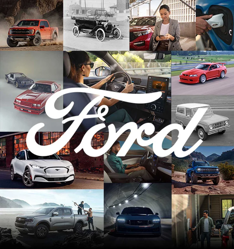 A collage of Ford vehicles.