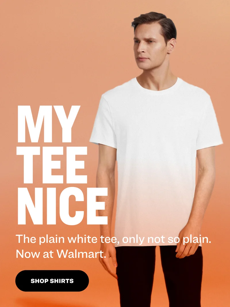 My Tee Nice The plain white tee, only not so plain. Now at Walmart. shop shirts