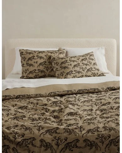Tiger Hemp Duvet Cover by Sarah Sherman Samuel-Taupe / King/Cal King / Duvet Set