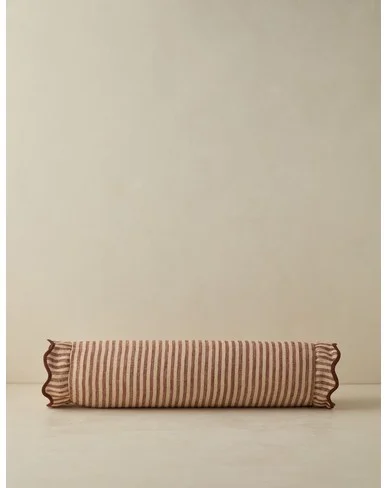 Lanie Linen Bolster Pillow by Sarah Sherman Samuel-Russet