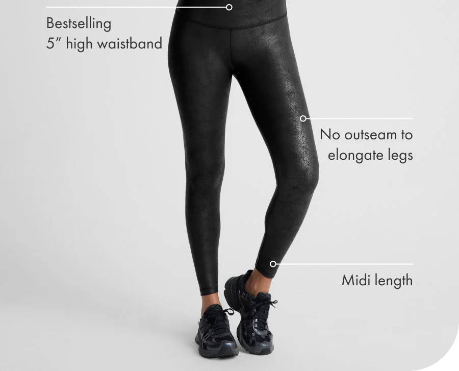 Leatherette High Waisted Midi Legging