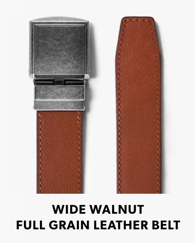 Wide Walnut Full Grain Leather Belt