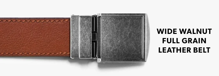 Wide Walnut Full Grain Leather Belt