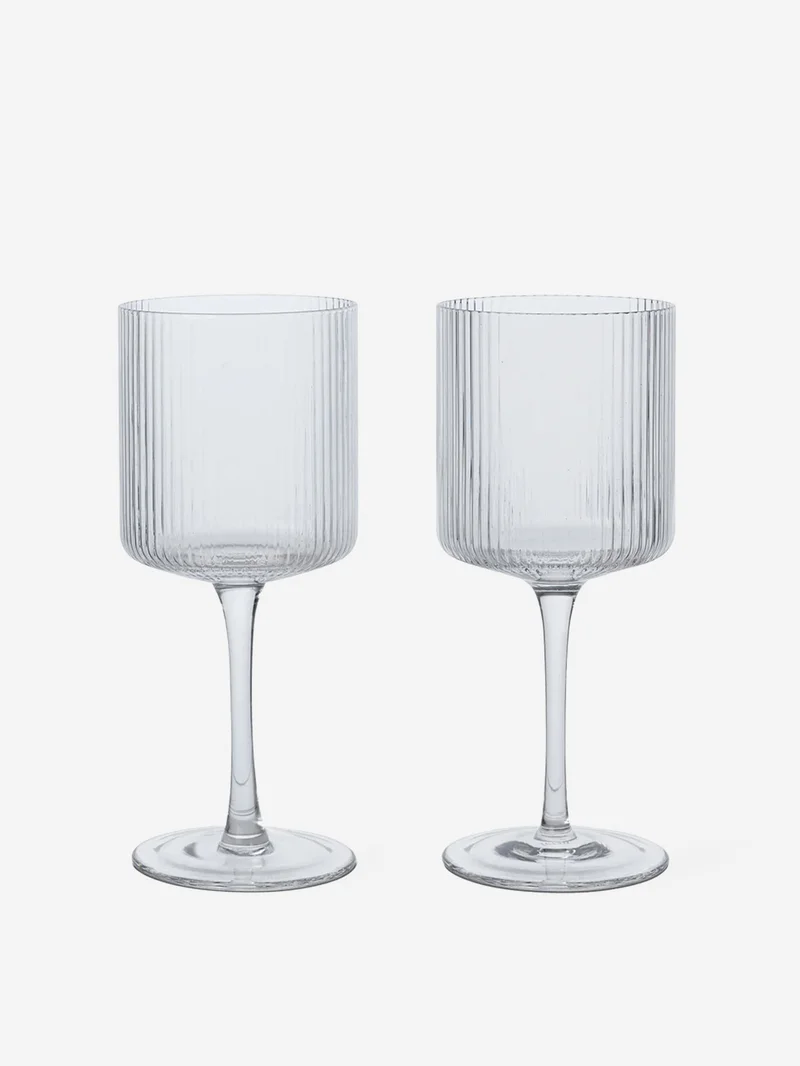 Image of ferm LIVING Ripple White Wine Glasses Set of 2 - Clear