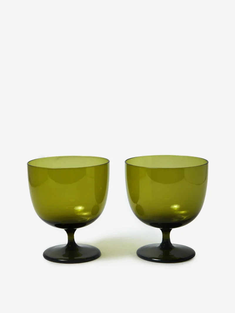 Image of ferm LIVING Host Water Glasses - Set of 2 - Moss Green