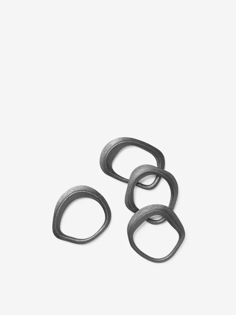 Image of ferm LIVING Flow Napkin Rings Set of 4 - Black Brass