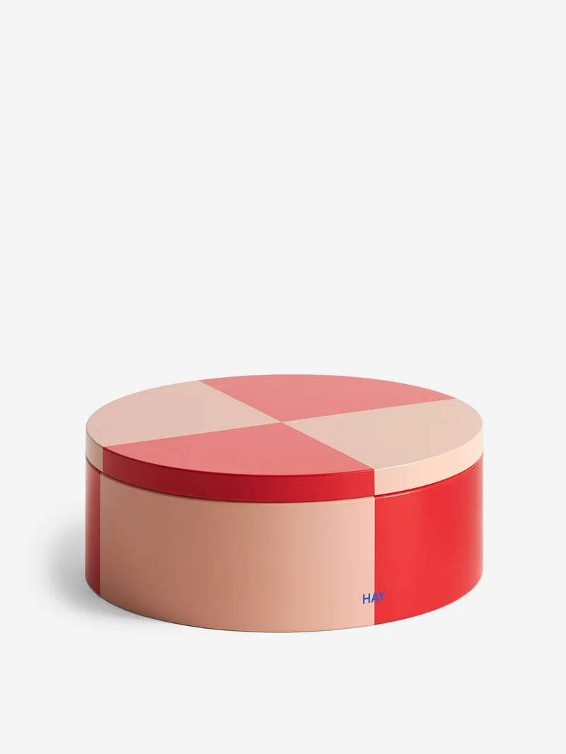 Image of HAY Tin Container Round - Red And Soft Pink