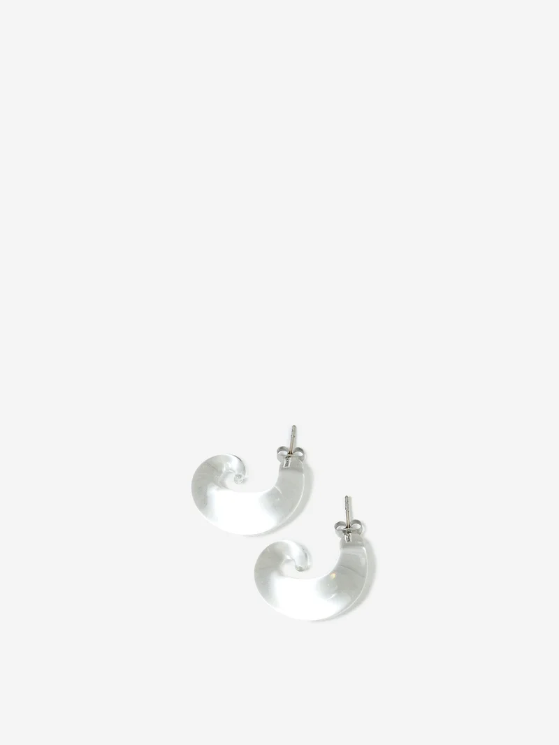 Image of Eyland Marina Glass Spiral Hoop Earrings - Clear
